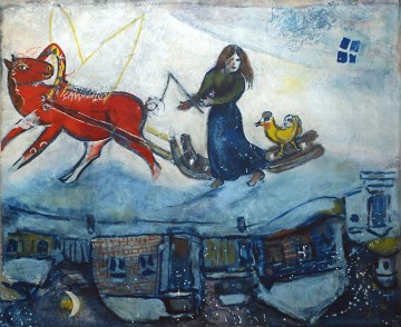 Le Cheval Rouge Le Cheval Rouge lithographie couleur contemporaine Marc Chagall Peinture à l'huile